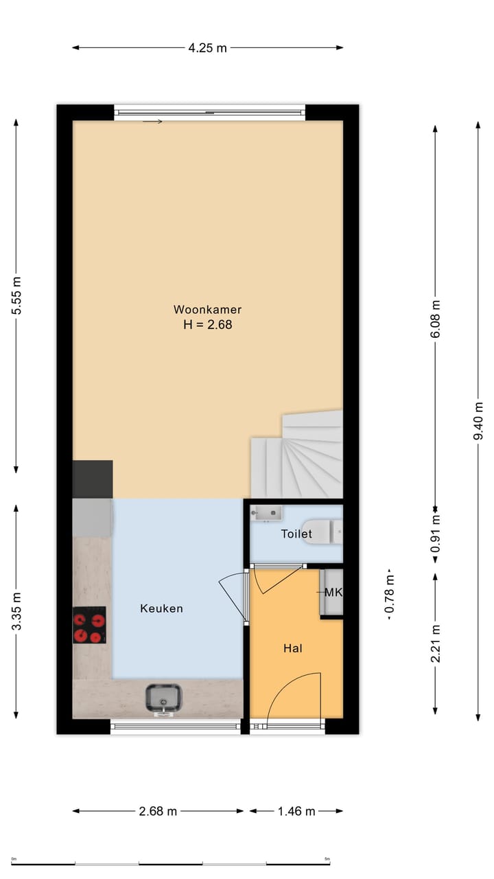 Move-in ready 3-room terraced house with high-quality finish in Ridderkerk — 75