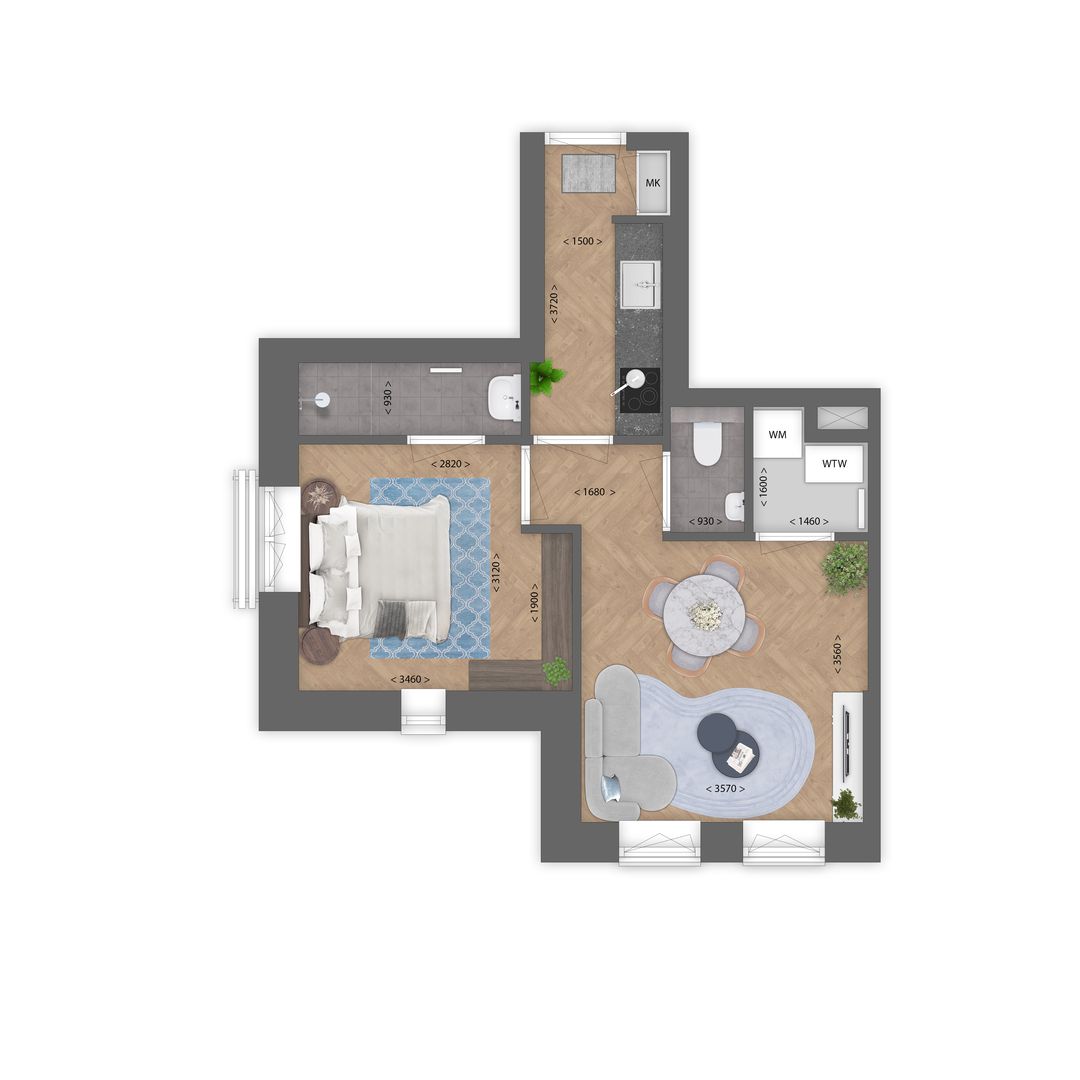 Foto 2 van 2-kamer appartement (Bouwnr. A05)