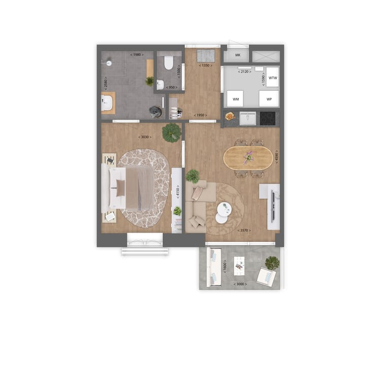 Foto 2 van 2-kamer appartement (Bouwnr. A14)