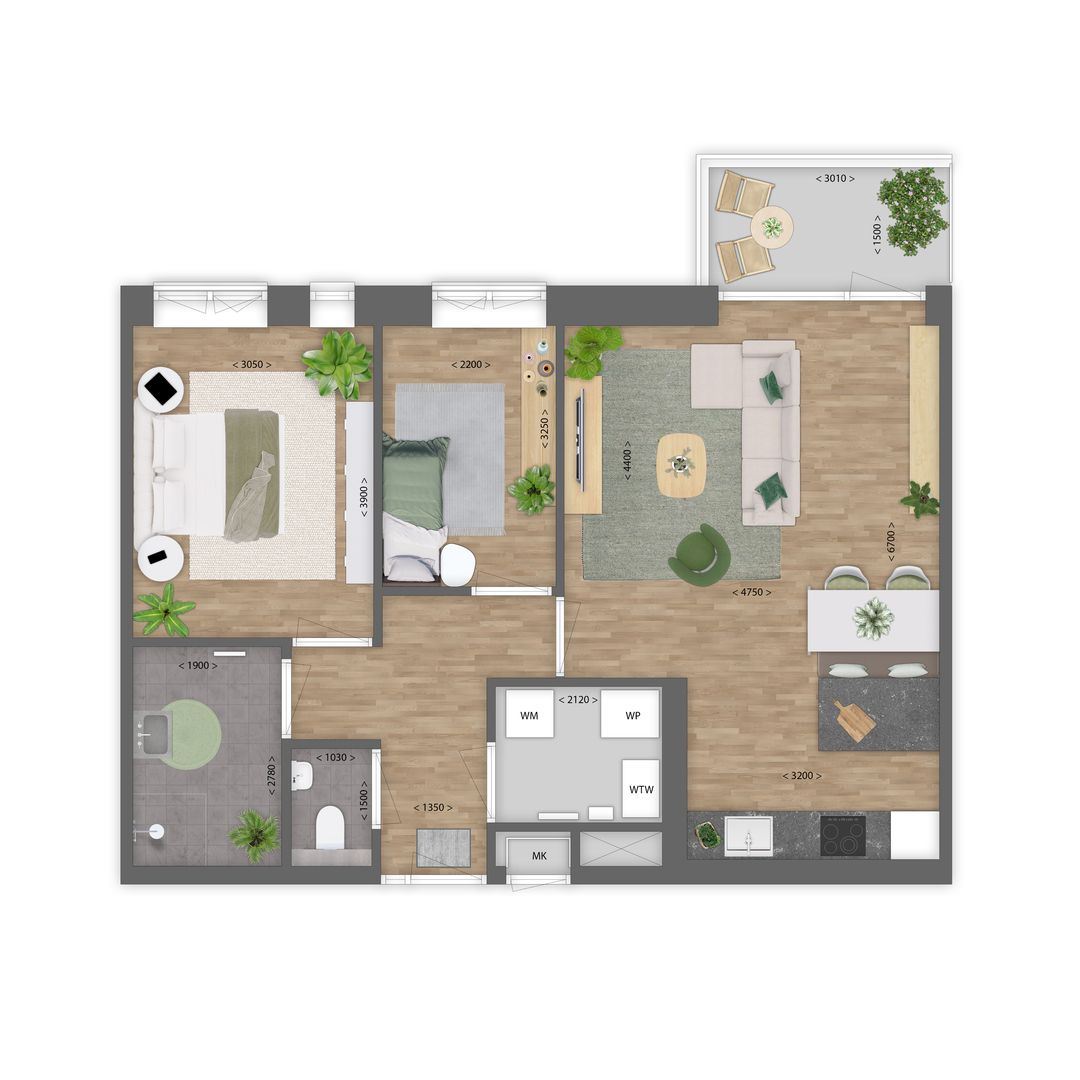 Foto 2 van 3-kamer appartement (Bouwnr. A10)