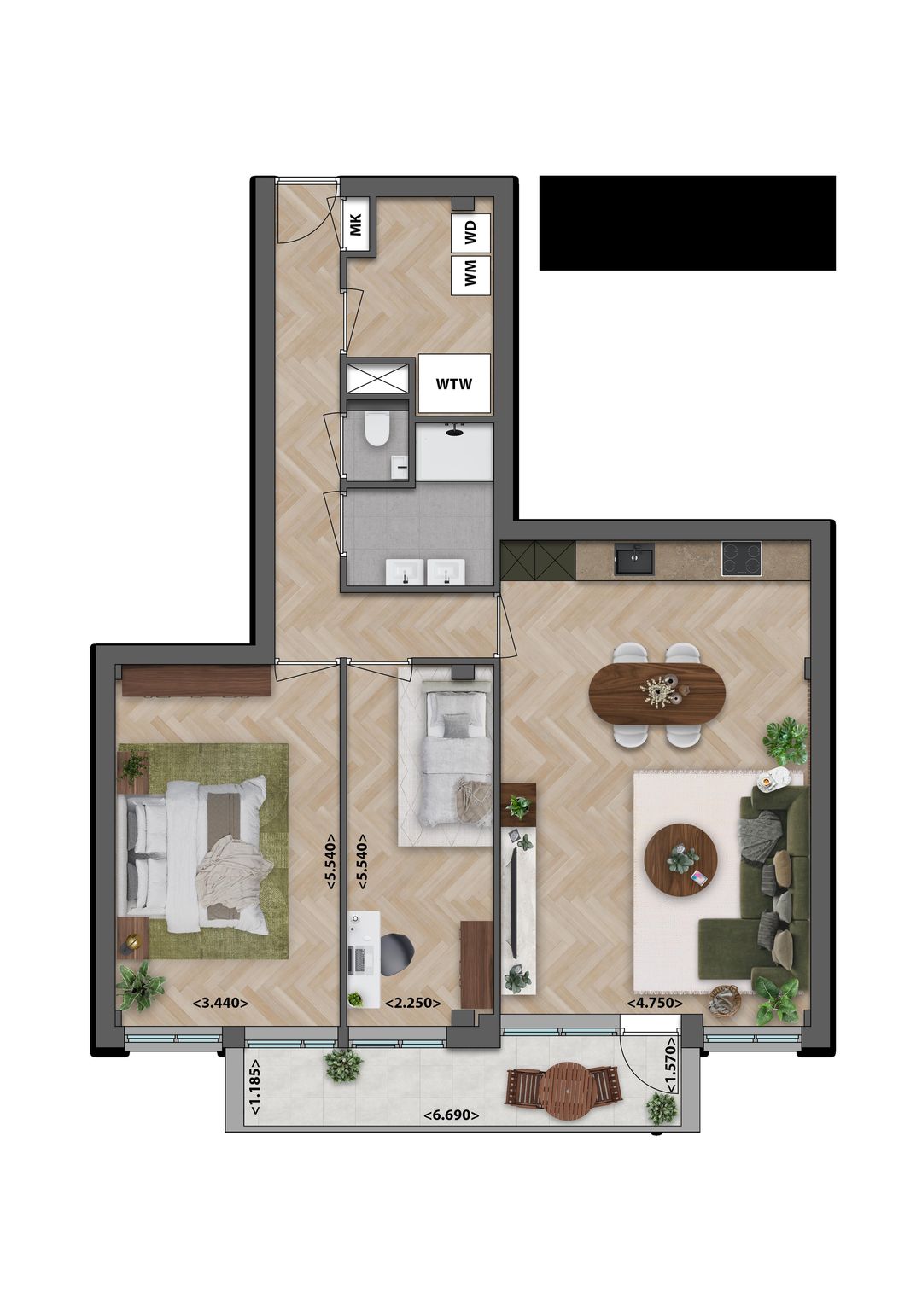 Foto 1 van Appartement 1e verdieping | 1.2 (Bouwnr. 2)