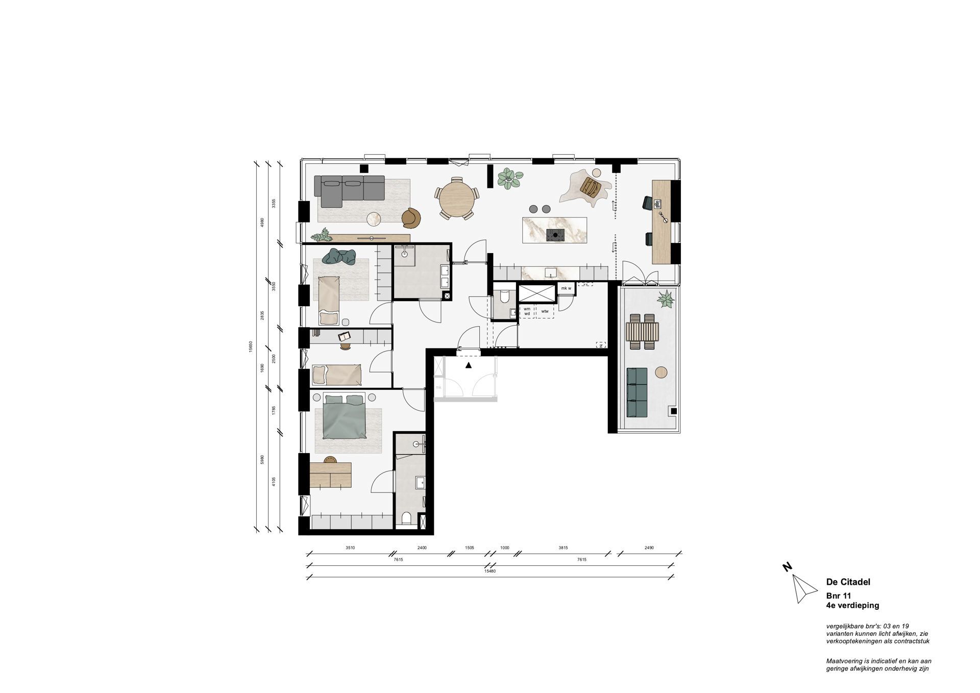 Foto 9 van 4 kamer appartement XL incl pp (Bouwnr. 11)