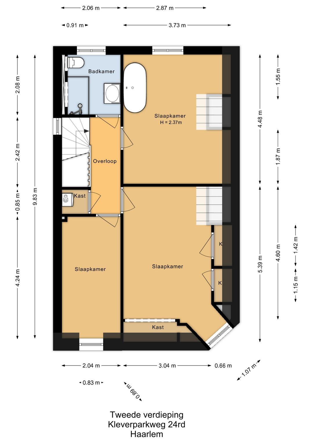 Spacious upper apartment with roof terrace in popular Kleverpark, Haarlem — 39