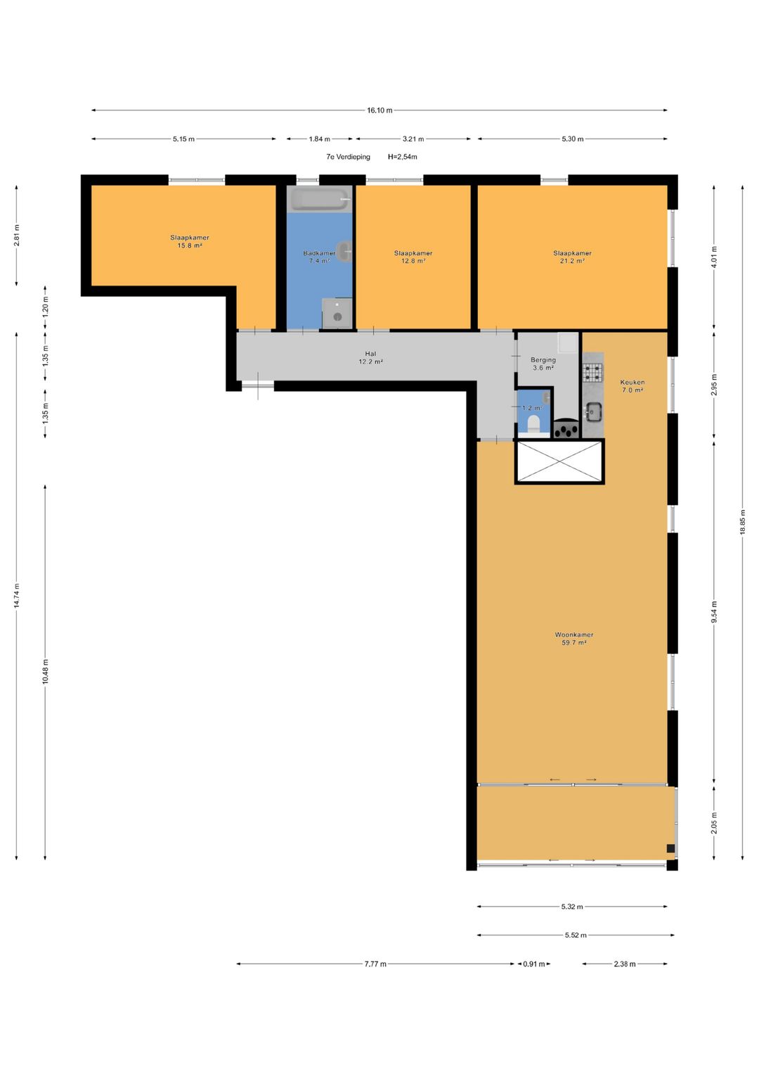 Modern 4-Room Apartment with Panoramic View in Zoetermeer City Center — 55