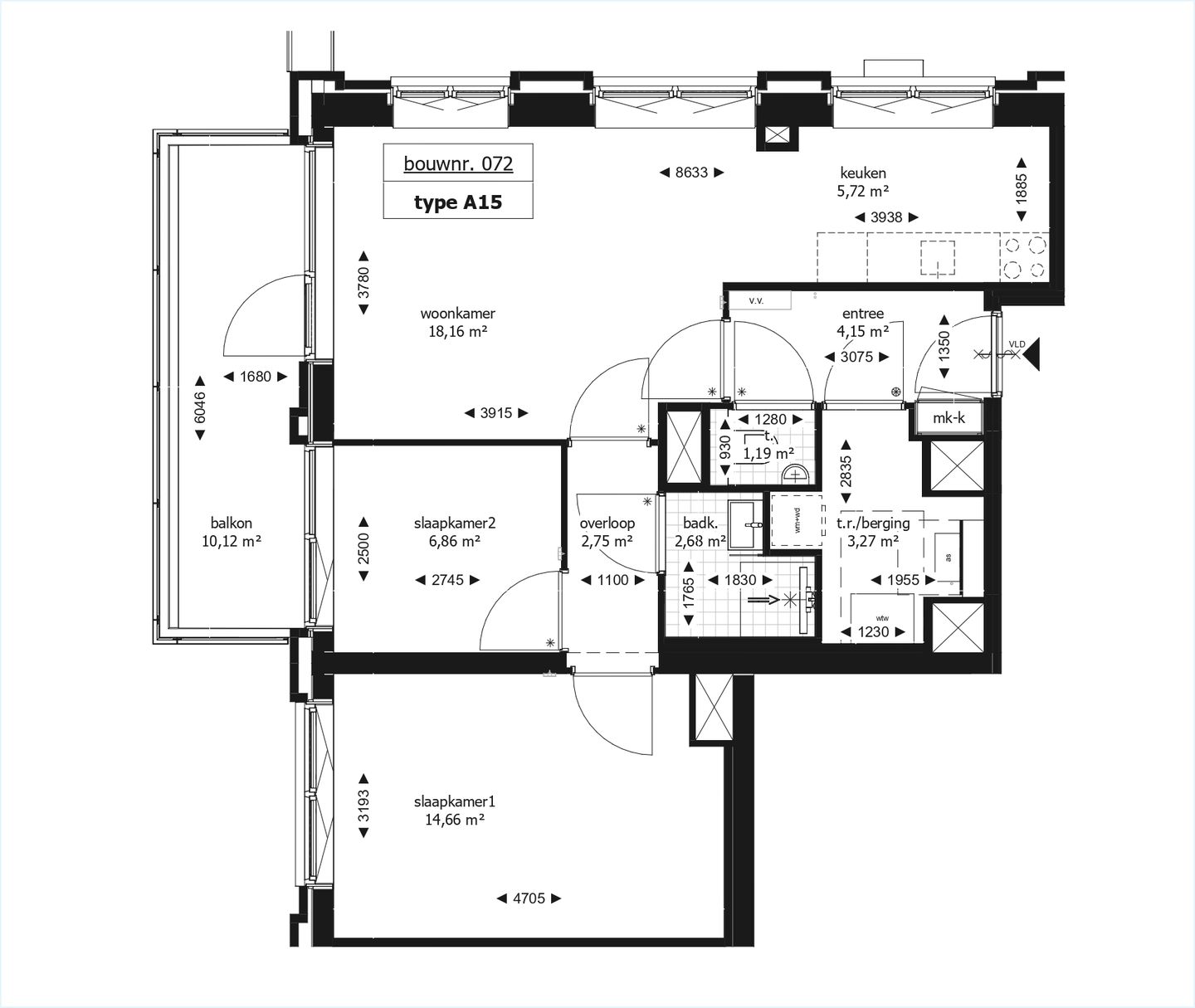 Foto 5 van 3-kamerappartement (Bouwnr. 72)