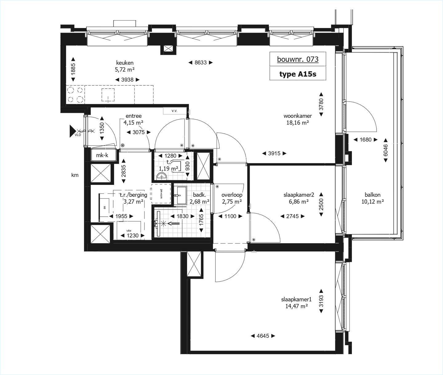 Foto 5 van 3-kamerappartement (Bouwnr. 73)