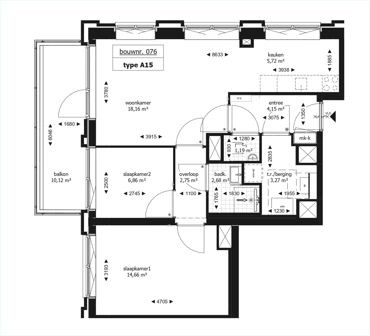Foto 5 van 3-kamerappartement (Bouwnr. 76)