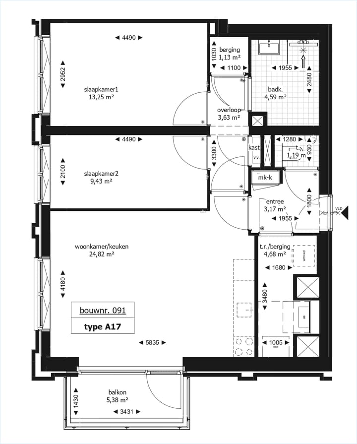 Foto 5 van 3-kamerappartement (Bouwnr. 91)