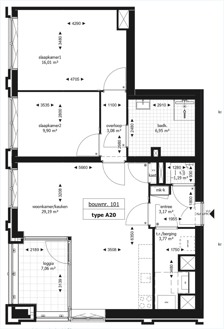 Foto 5 van 3-kamerappartement (Bouwnr. 101)