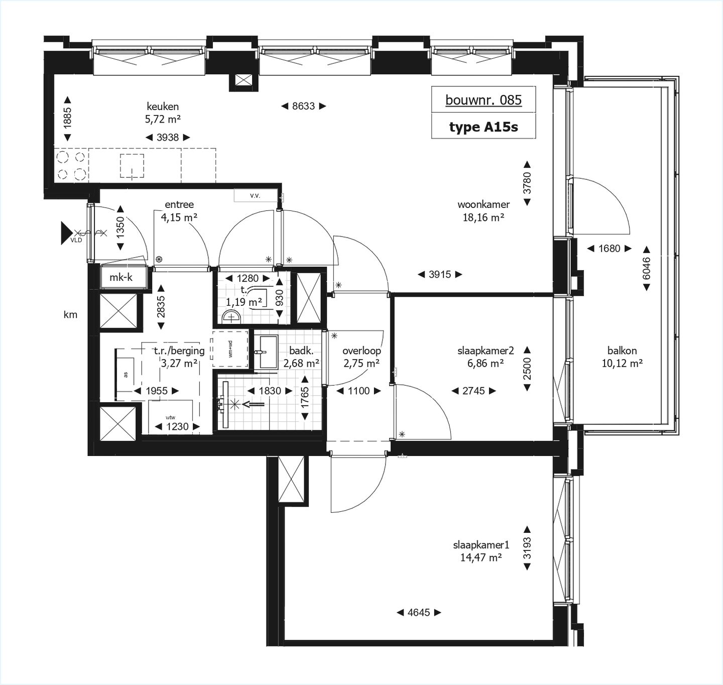 Foto 5 van 3-kamerappartement (Bouwnr. 85)