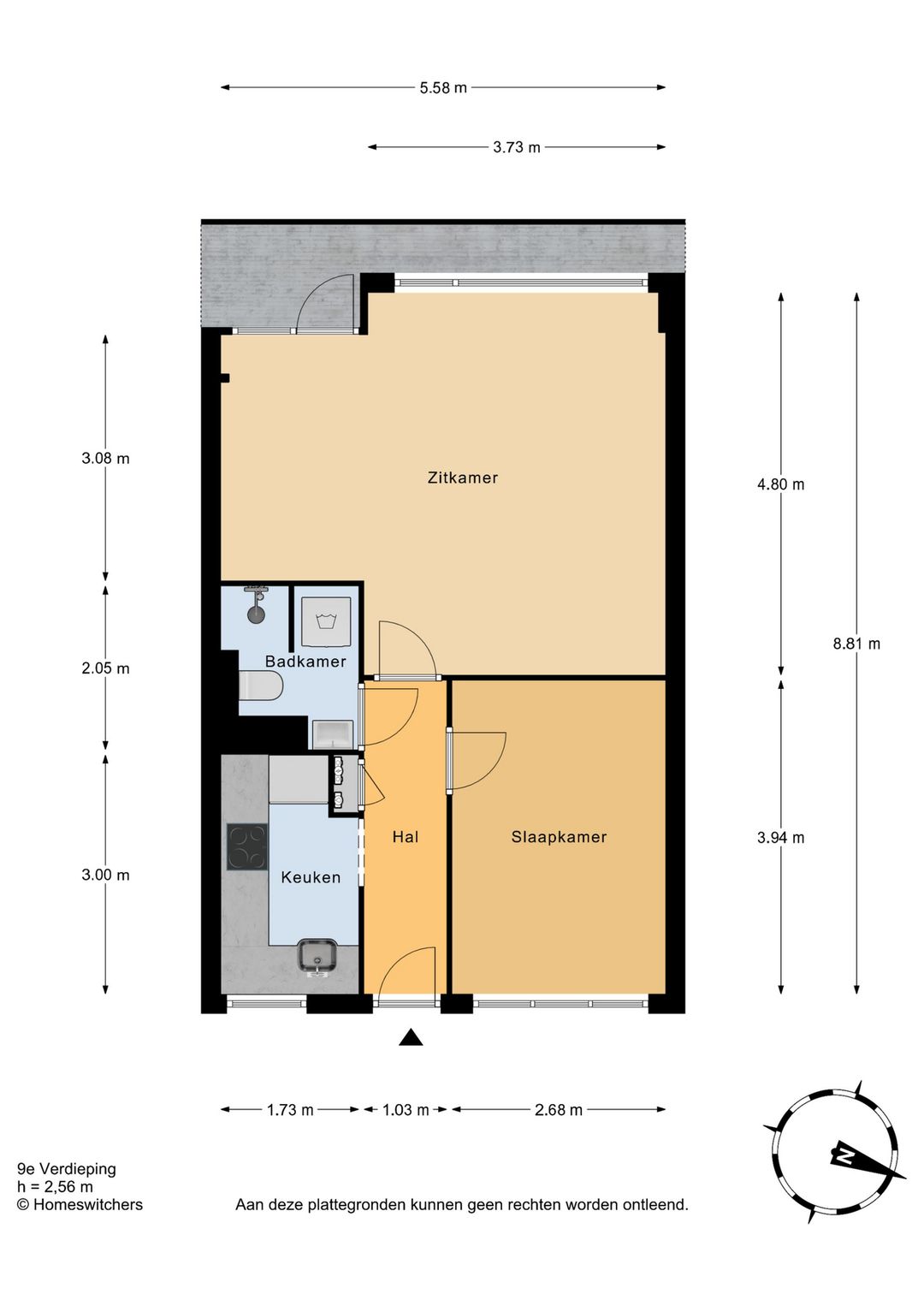 Light and well-laid out apartment on the 9th floor with a magnificent view over Delft — 22