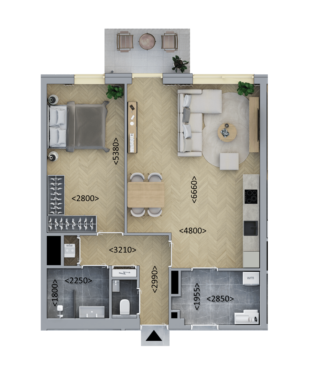 Foto 1 van Tussenappartement (Bouwnr. D2.2)