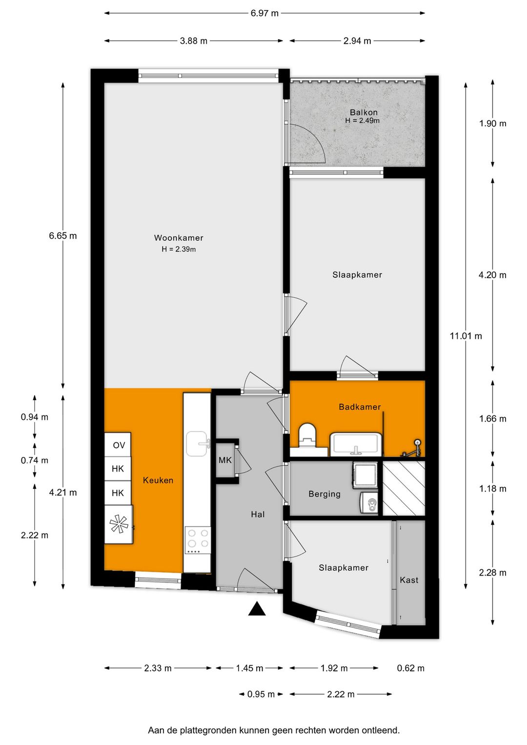 Modern 3-Room Apartment with South-Facing Balcony near City Center — 52