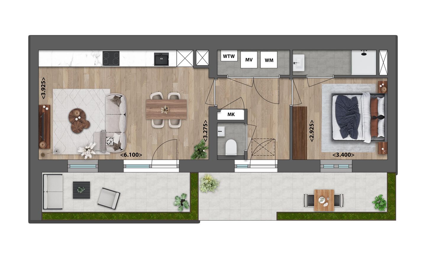 Foto 5 van Tweekamerappartement (Bouwnr. 5)