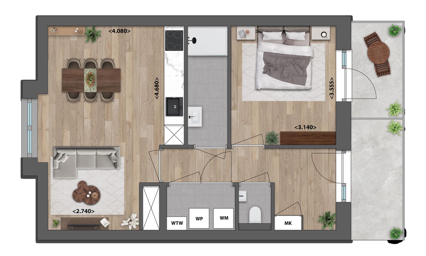 Foto 5 van Tweekamerappartement (Bouwnr. 22)