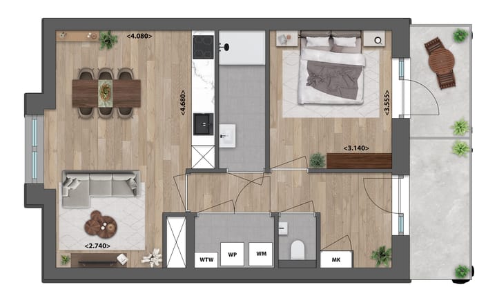 Foto 5 van Tweekamerappartement (Bouwnr. 22)