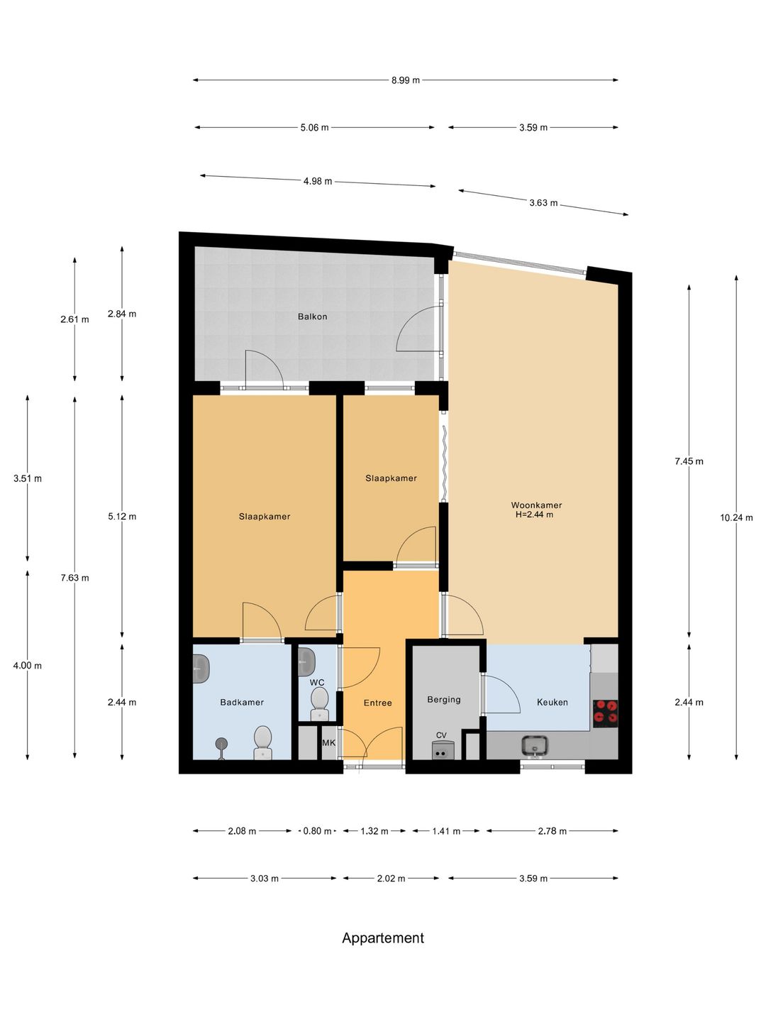 Spacious 78m² apartment with 2 bedrooms and balcony in Goes-Oost — 29