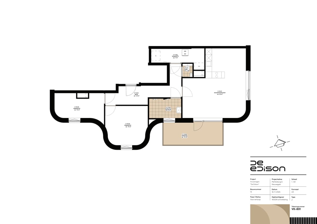 Foto 7 van Type J | 3-kamer appartement (Bouwnr. 15)