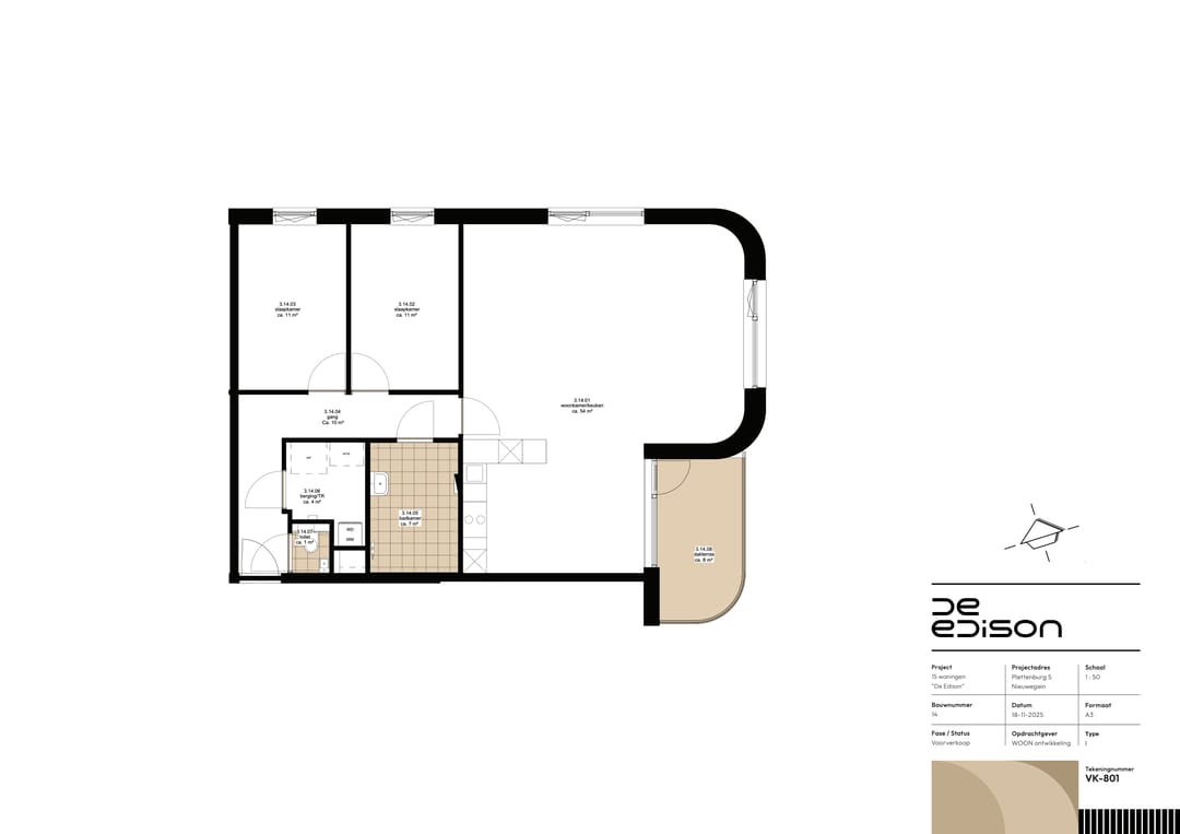 Foto 7 van Type I | 3-kamer appartement (Bouwnr. 14)