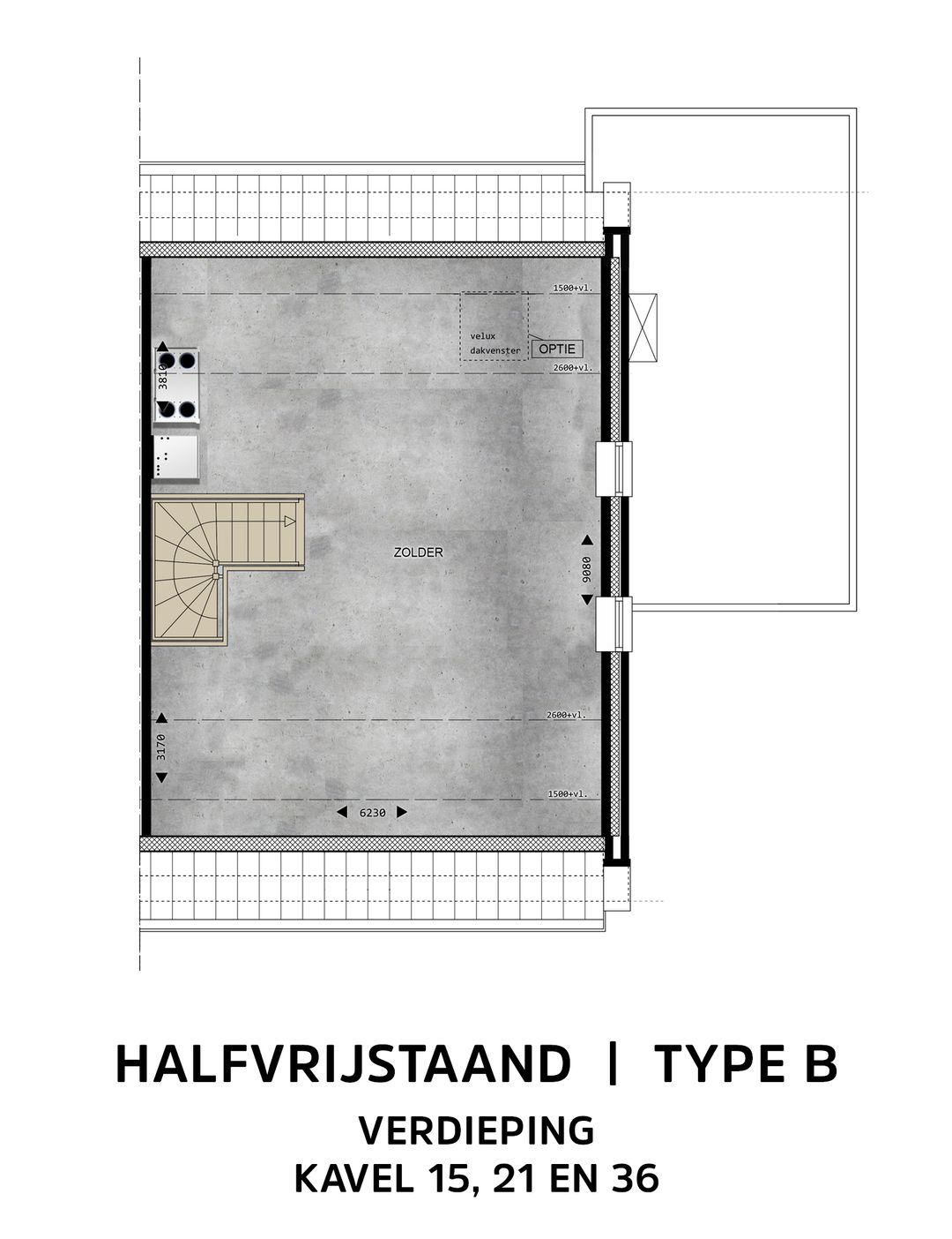 Photo 8 of Halfvrijstaande woning Type B (Bouwnr. 15)