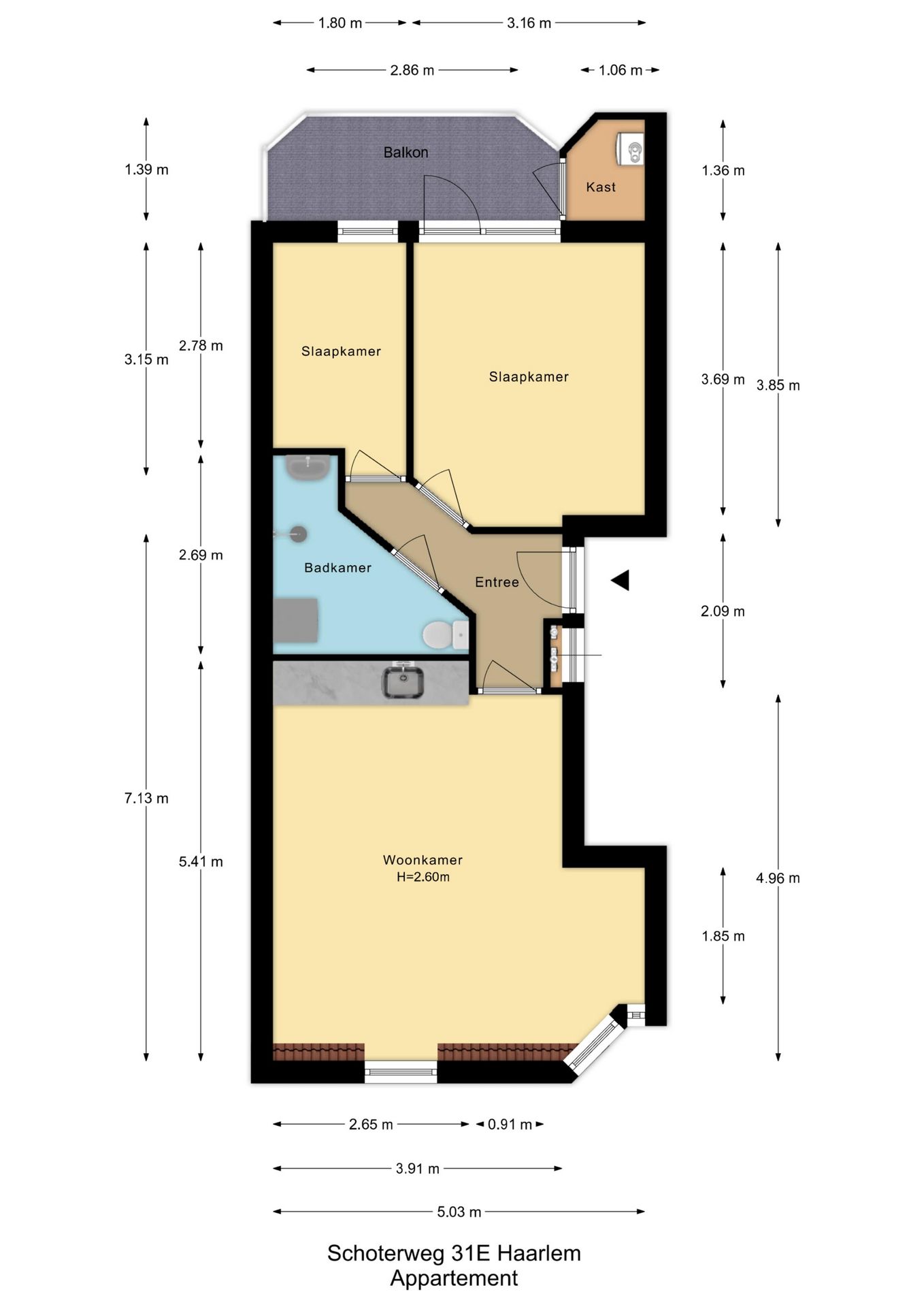 Light 3-Room Apartment with West Balcony in Haarlem Frans Halsbuurt — 30