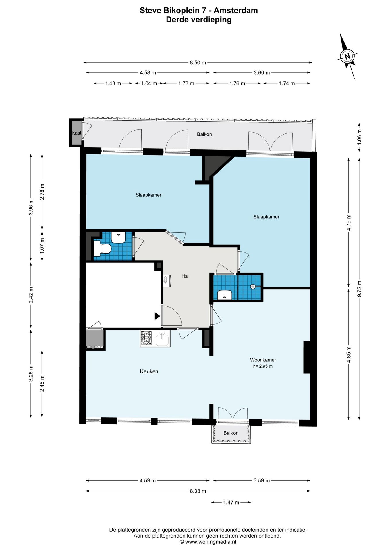 Spacious and Light Three-Room Apartment with Two Balconies in Amsterdam Transvaalbuurt-Oost — 18