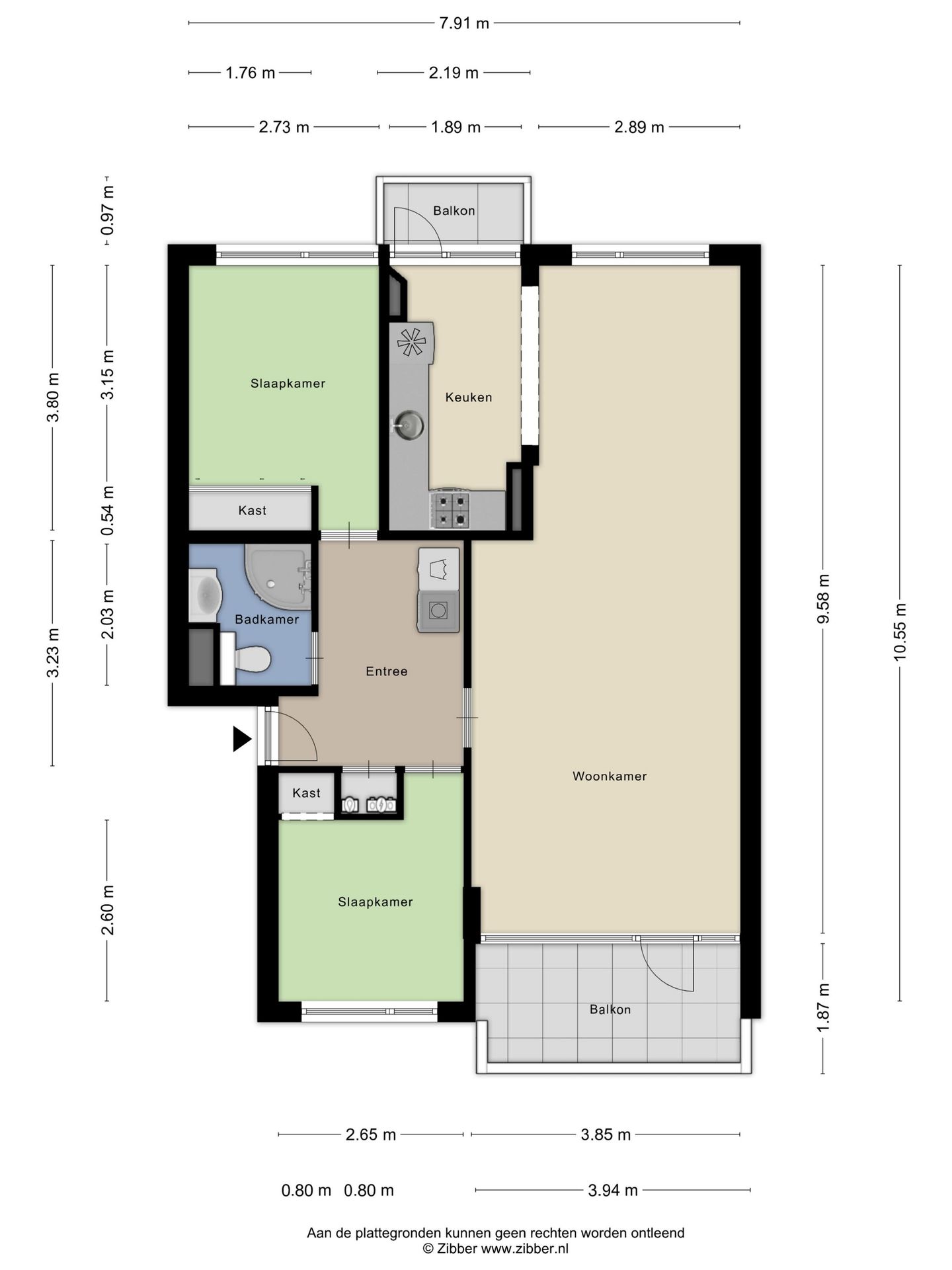Spacious 3-Room Apartment on 3rd Floor with Balcony and Free View — 20