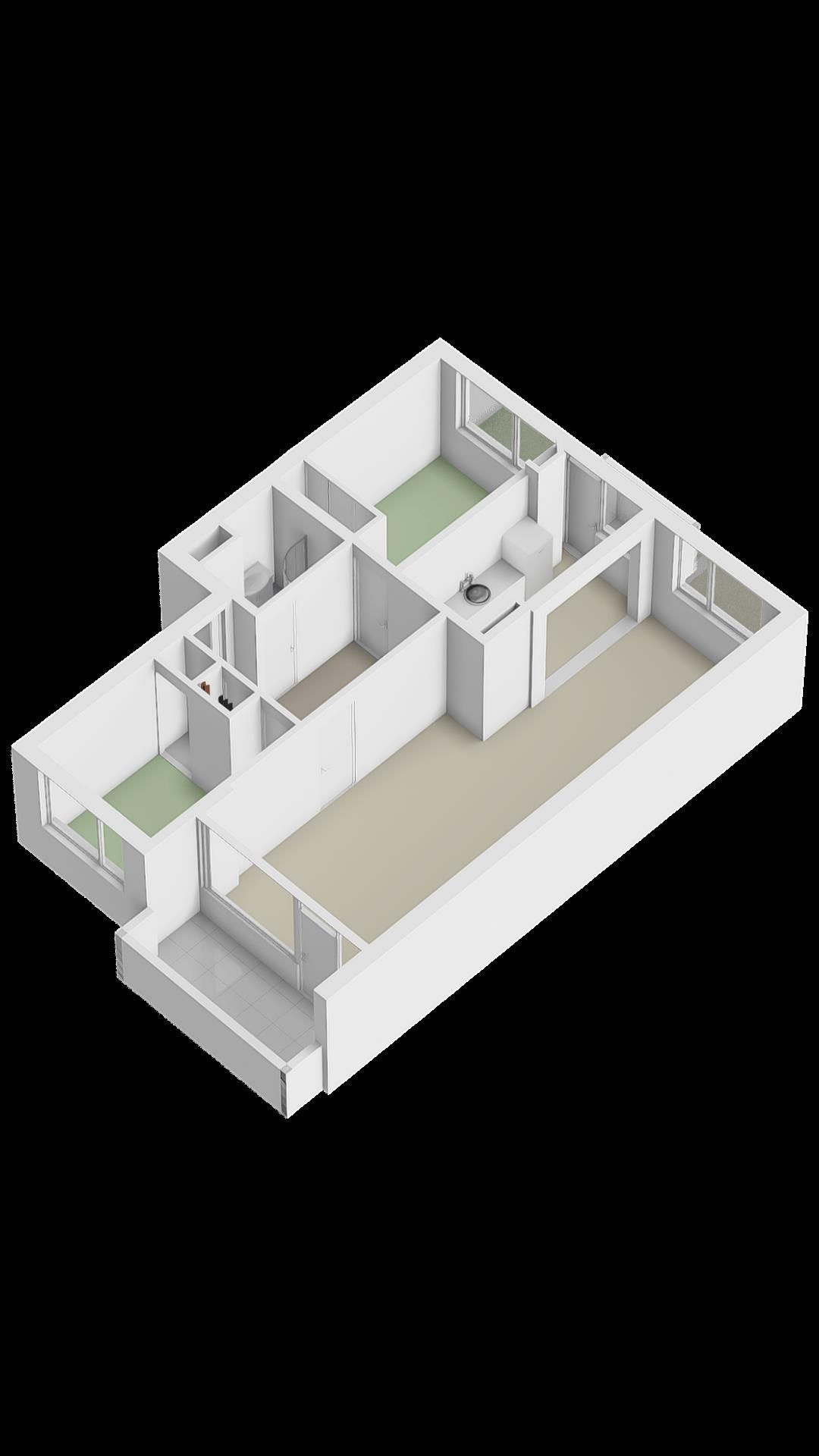 Spacious 3-Room Apartment on 3rd Floor with Balcony and Free View — 21