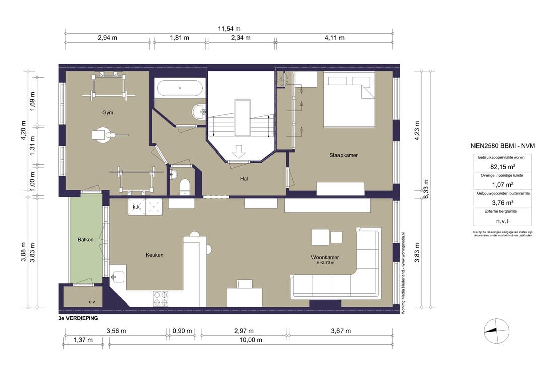 Light and spacious 3-bedroom apartment with balcony and attic room in the Rivierenbuurt — 28