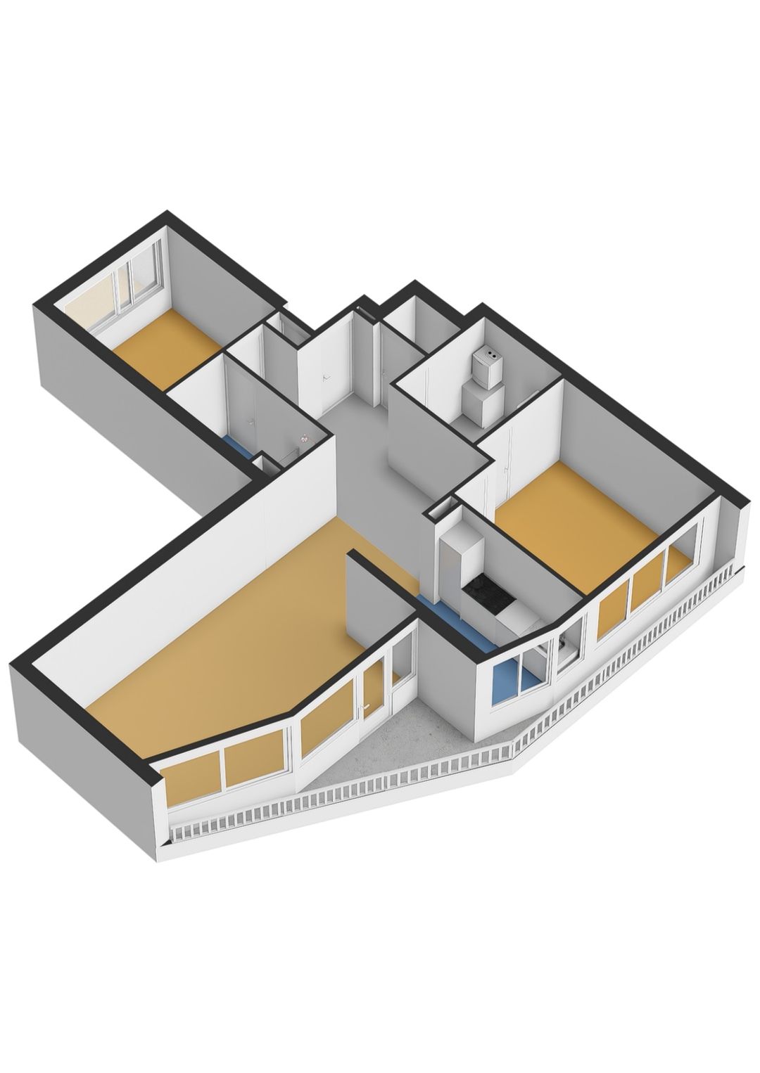 Modern 3-room apartment with 2 bedrooms, balcony and roof terrace — 40