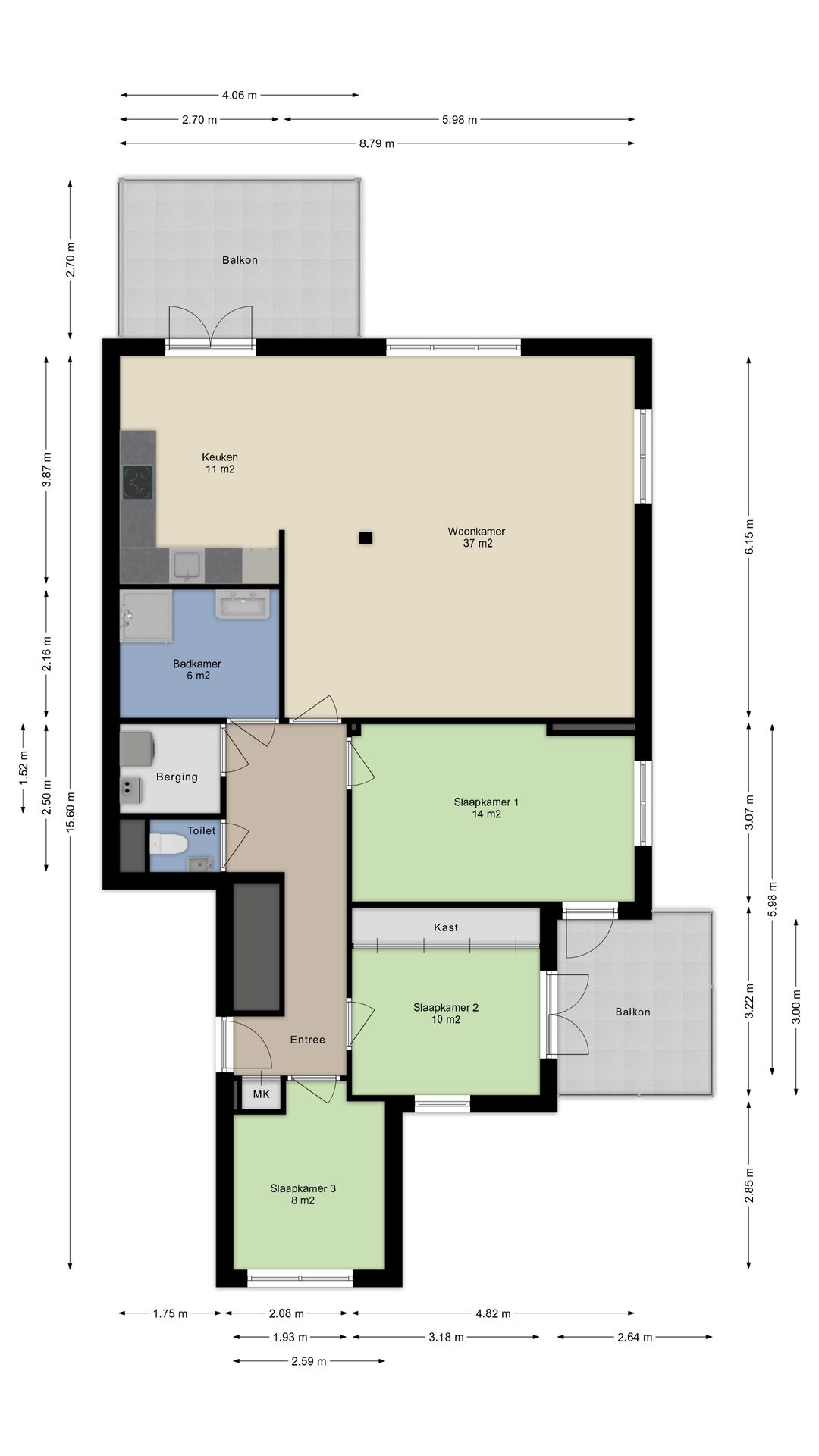 Spacious 4-room apartment with garage and terraces at Wilhelminakanaal — 39