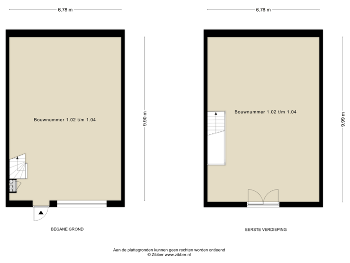 Begane Grond 1.02 t/m 1.04 Eerste Verdieping 1.02 t/m 1.04