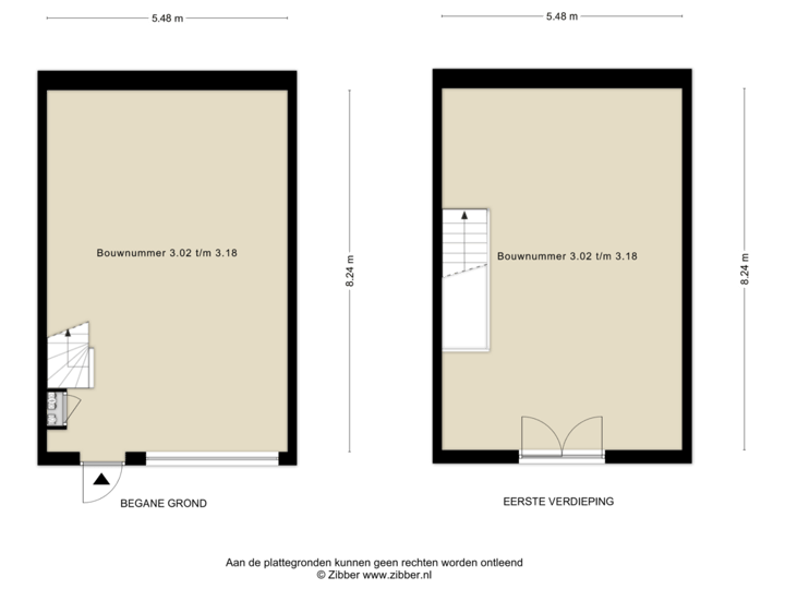 Begane Grond 3.02 t/m 3.18 Eerste Verdieping 3.02 t/m 3.18