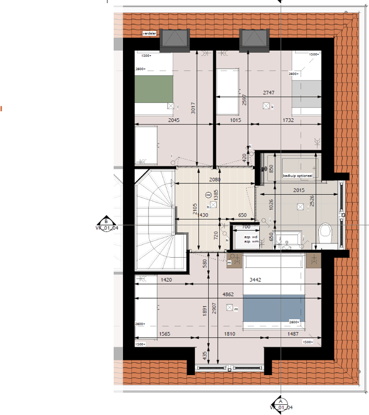 Foto 5 van Twee-onder-één-kapwoningen (Bouwnr. 1)