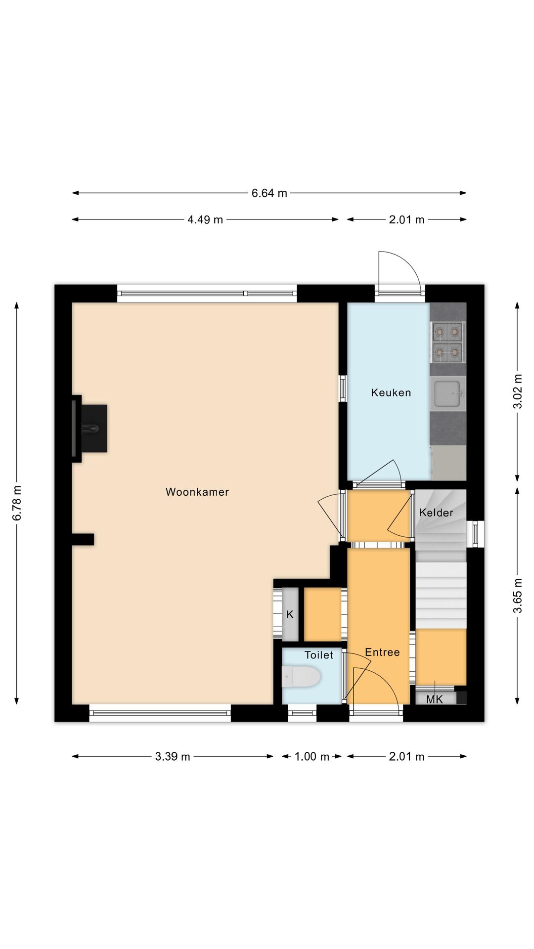Semi-detached house with deep south-facing backyard, garage and carport in Gilze village center — 38