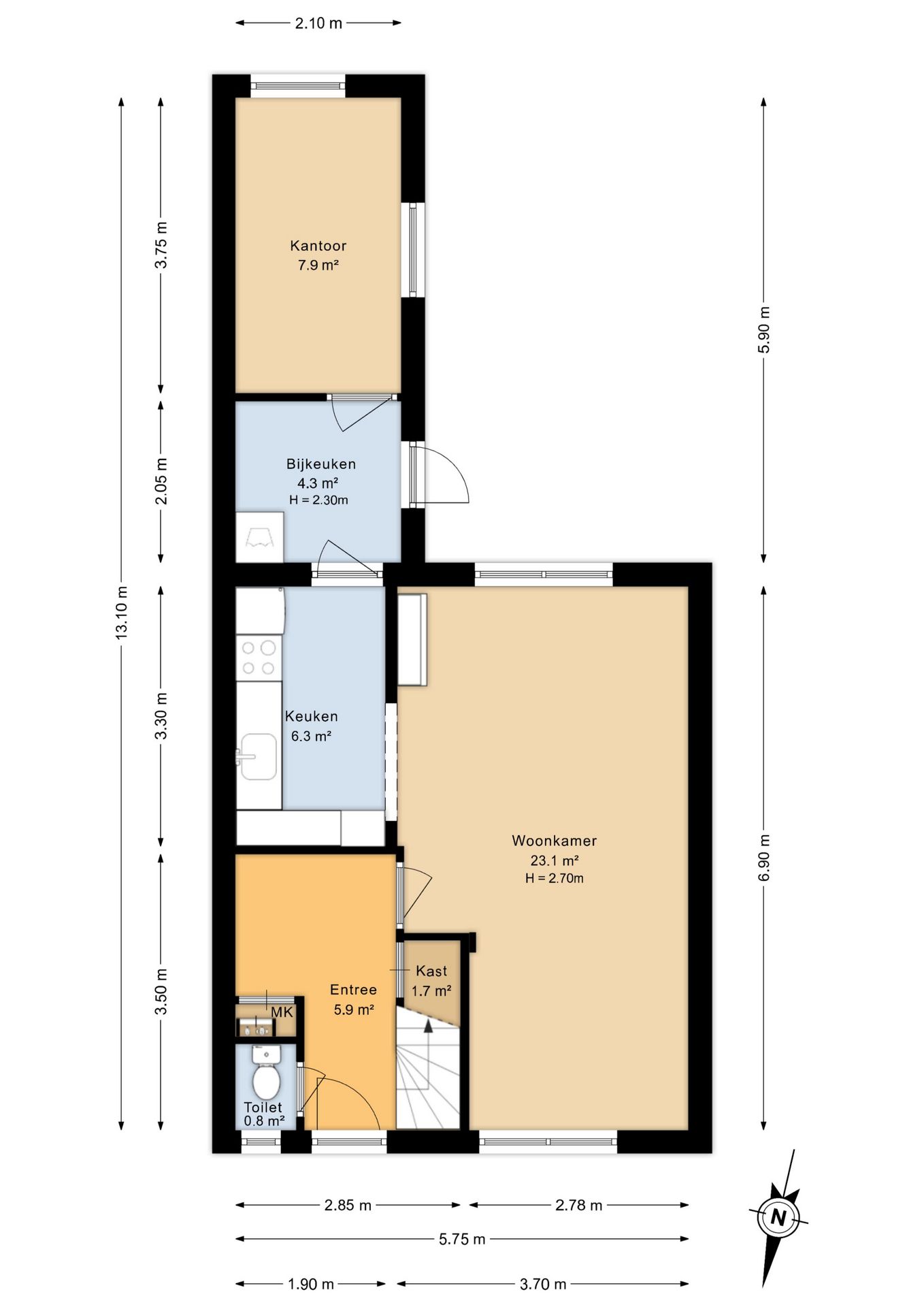 Well-maintained terraced house with four bedrooms and south-facing garden in Leeuwarden — 45