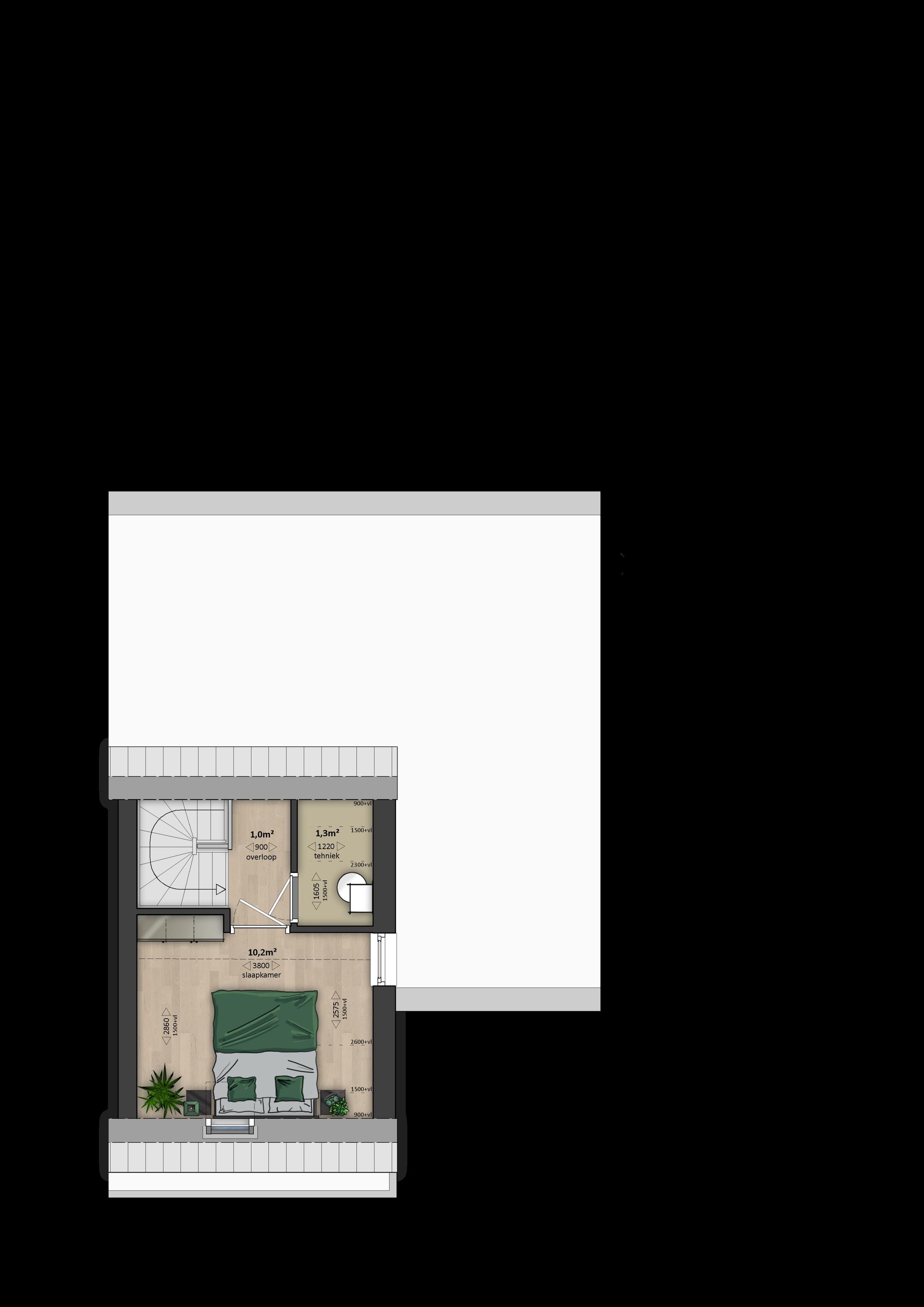 Foto 3 van Verdieping -hoekwoning (type 3Bs) (Bouwnr. 330)