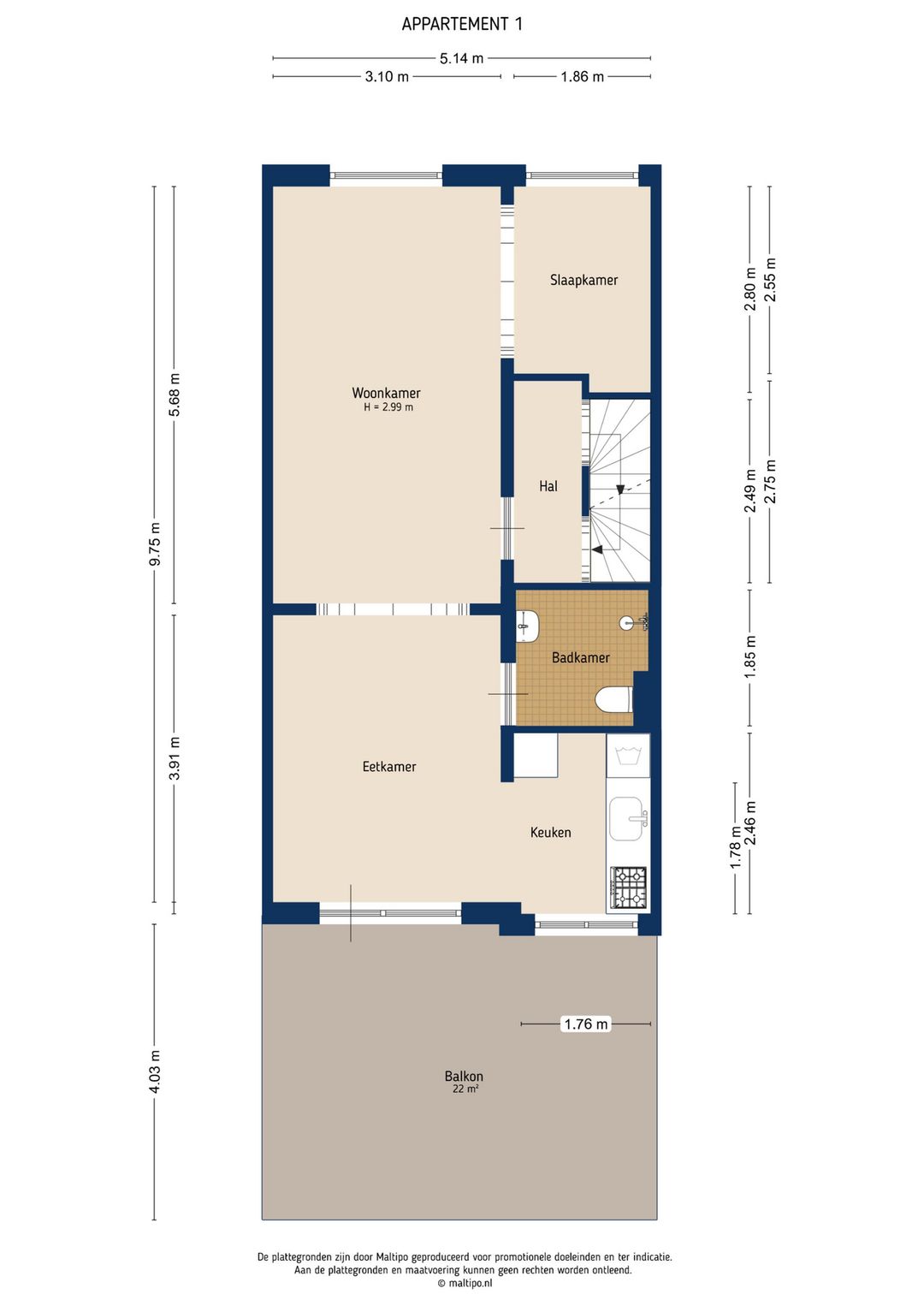 Spacious Upper Floor Apartment with Balcony in Lombok-Oost — 38