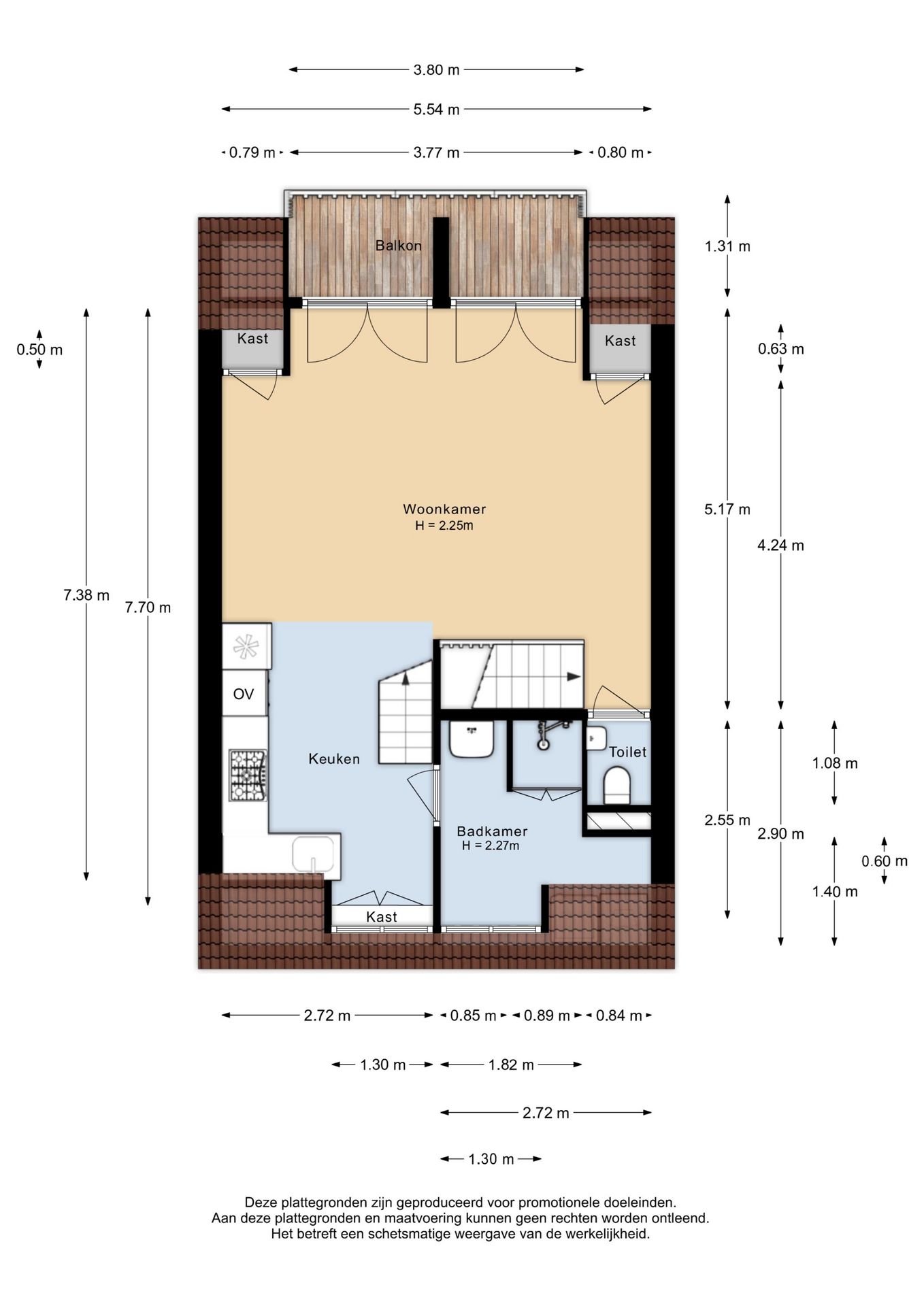Charming top-floor apartment with mezzanine, balcony and city views near Utrecht centre — 40