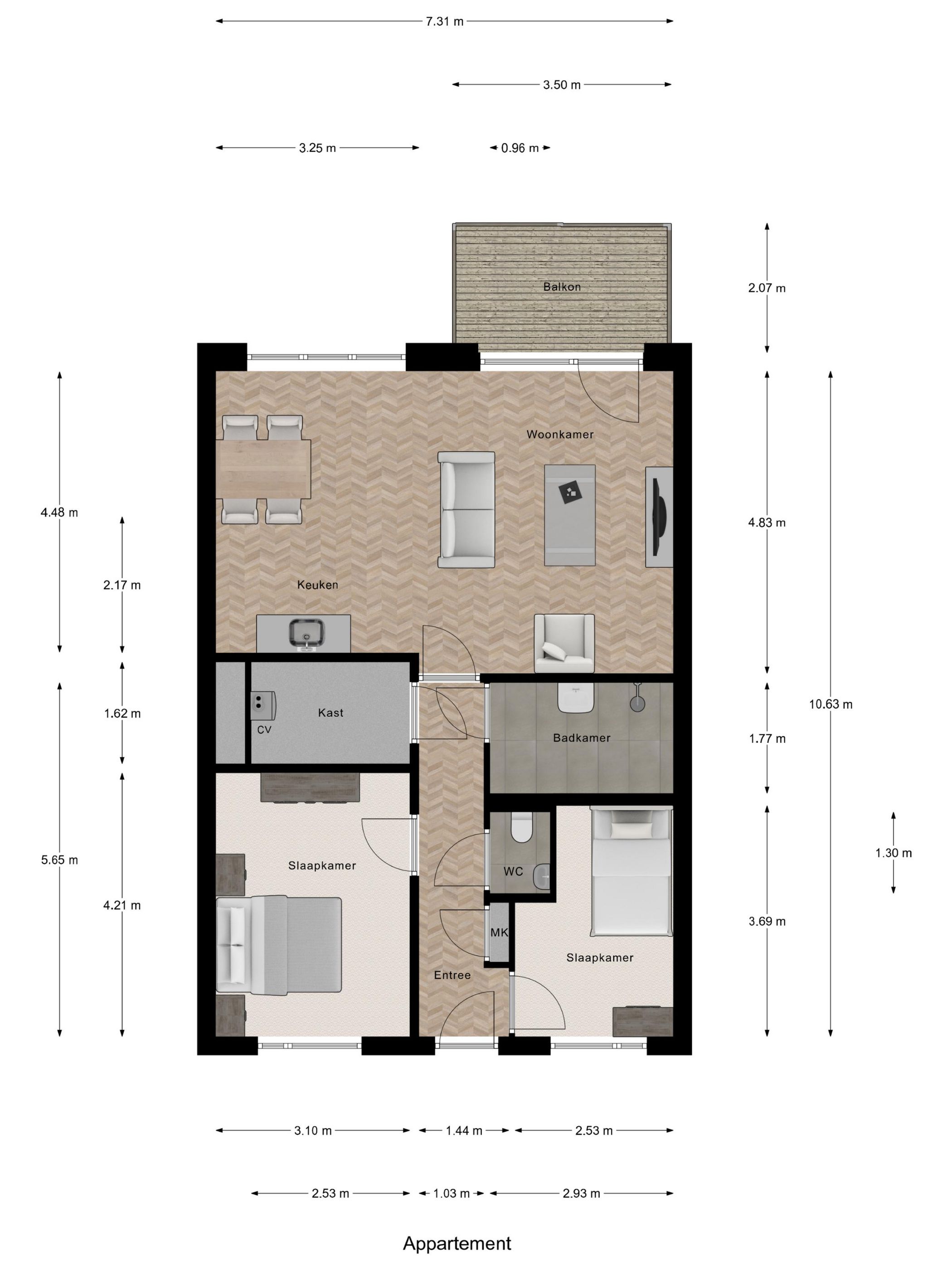 Modern apartment with balcony and private parking in central Terneuzen — 30