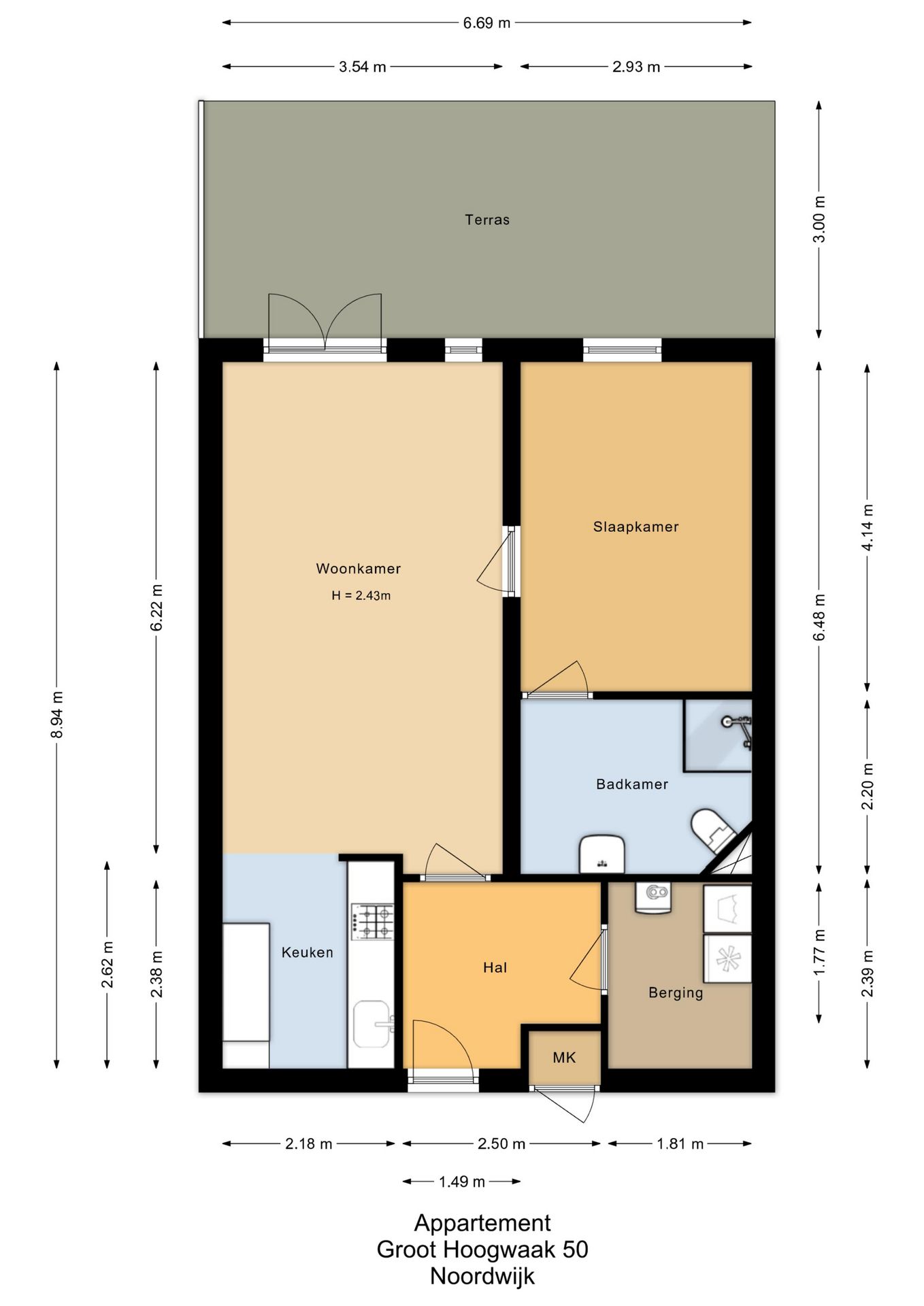 Spacious 2-Room Apartment with Sunny West-Facing Terrace and Dune Views — 24