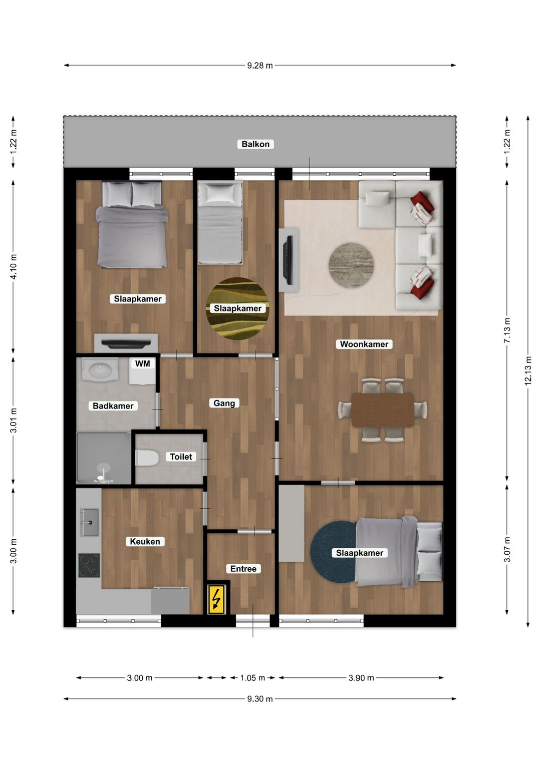 Renovated Apartment with Three Bedrooms and Sunny Balcony — 28