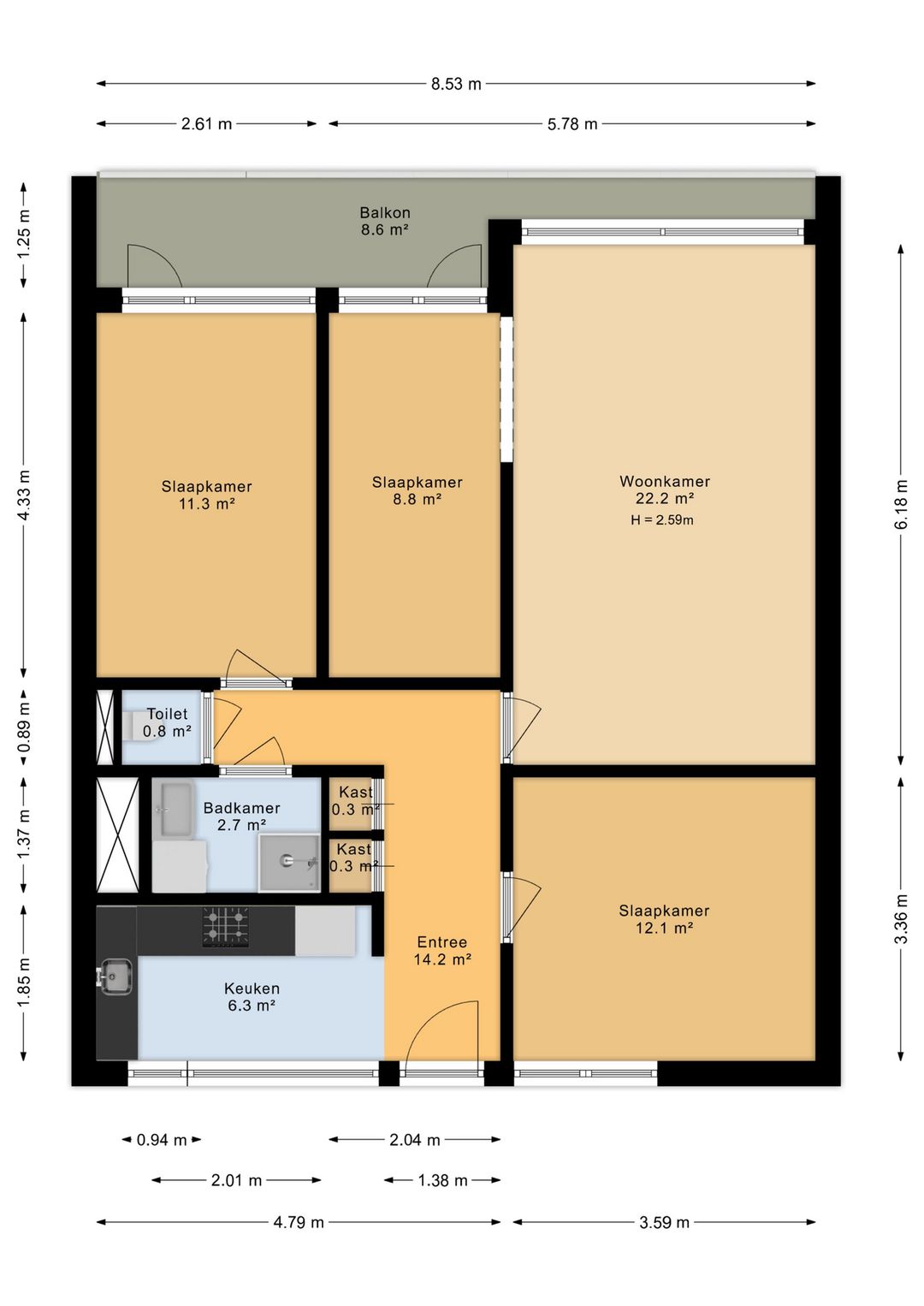 4-Room Apartment with South-Facing Balcony and Free View Over Greenery — 37