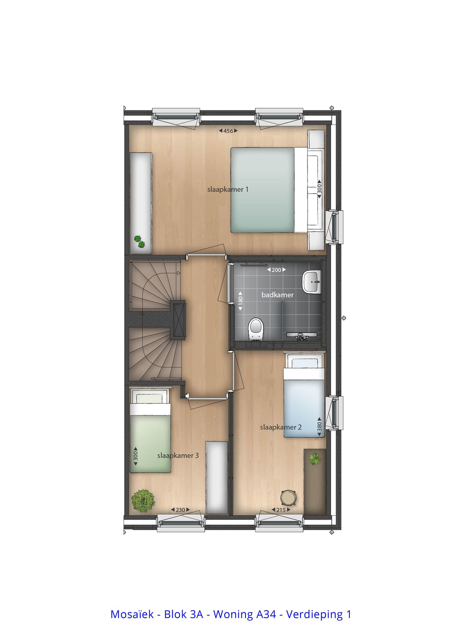 Foto 9 van Fase 2 - 3lagen met Platdak Hoekwoning (Bouwnr. A34)