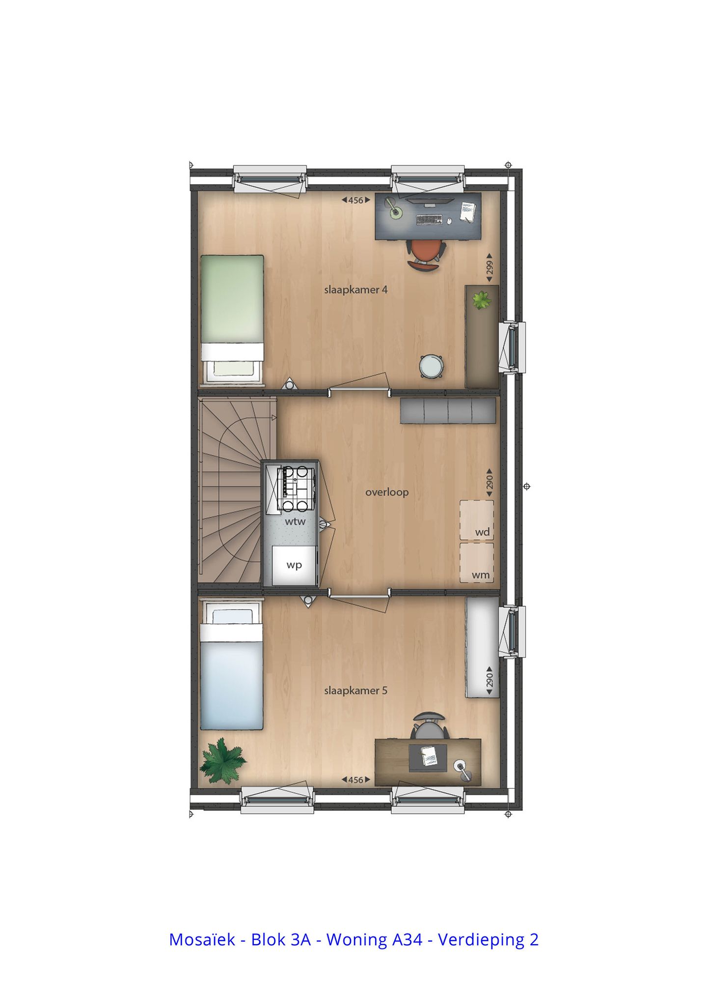 Foto 10 van Fase 2 - 3lagen met Platdak Hoekwoning (Bouwnr. A34)