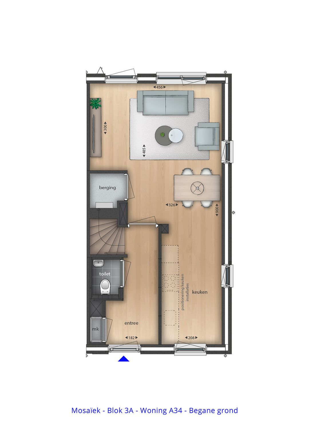 Foto 8 van Fase 2 - 3lagen met Platdak Hoekwoning (Bouwnr. A34)