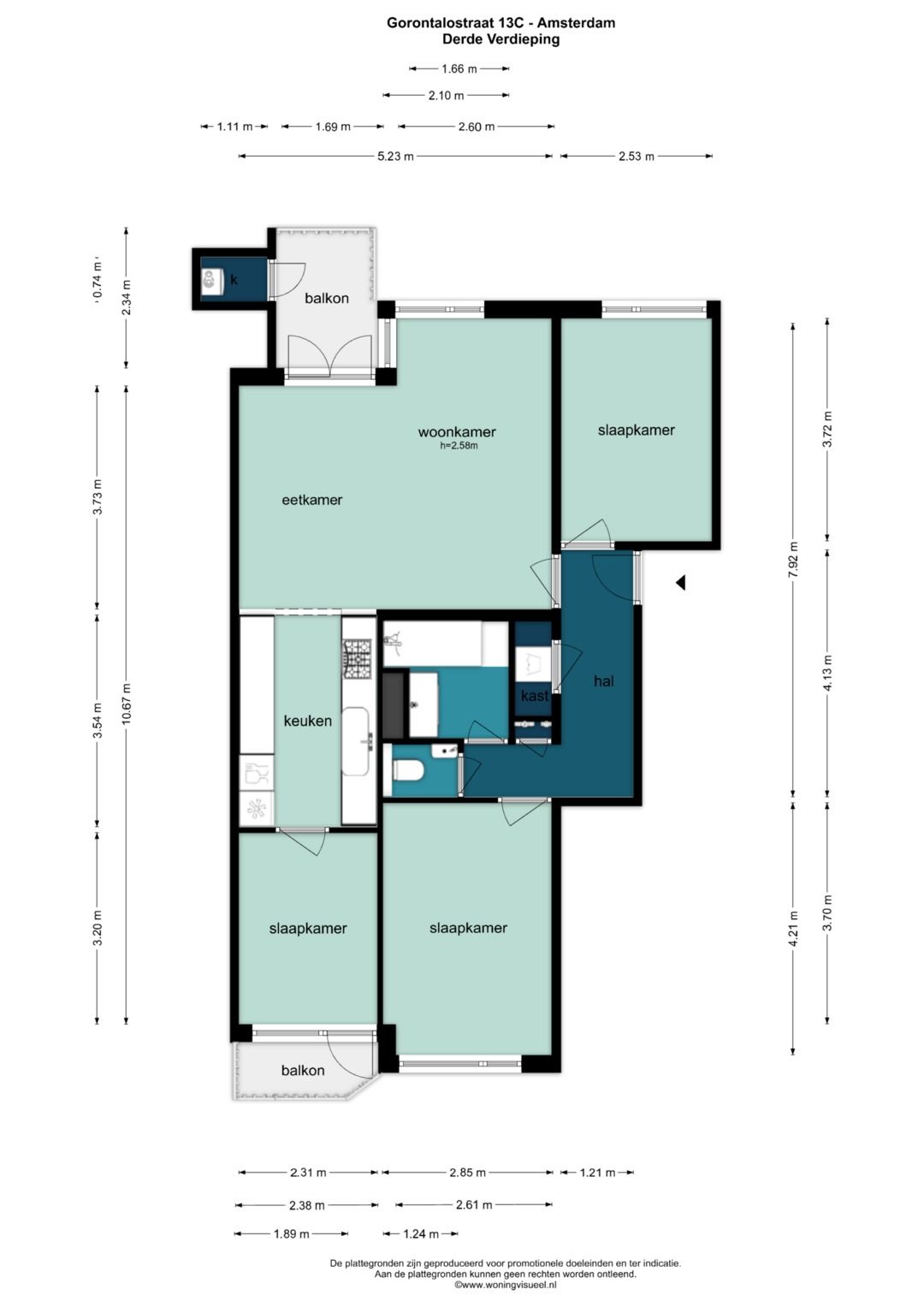 Spacious Top Floor Apartment with Three Bedrooms and Two Balconies in Amsterdam Oost — 45