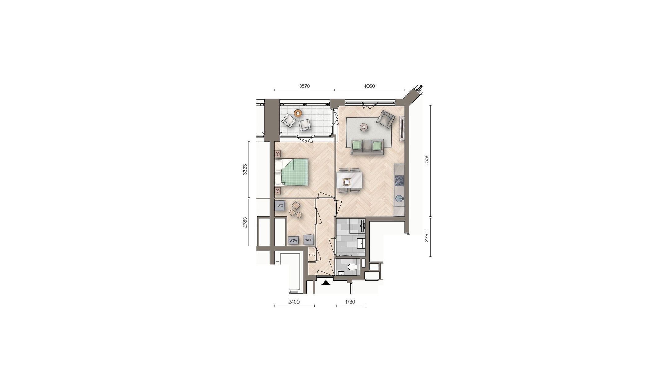 Foto 9 van Tweekamer appartement (Bouwnr. bnr 39)