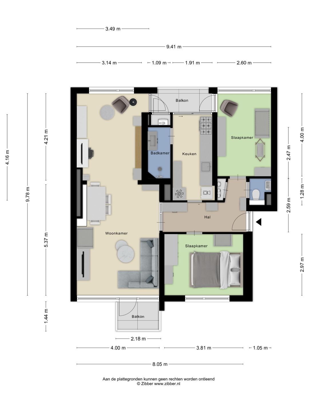 Spacious apartment with two balconies in green surroundings — 26