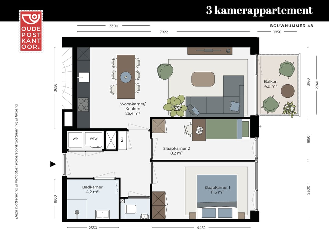 Foto 1 van 3-kamer appartement (Bouwnr. 48)